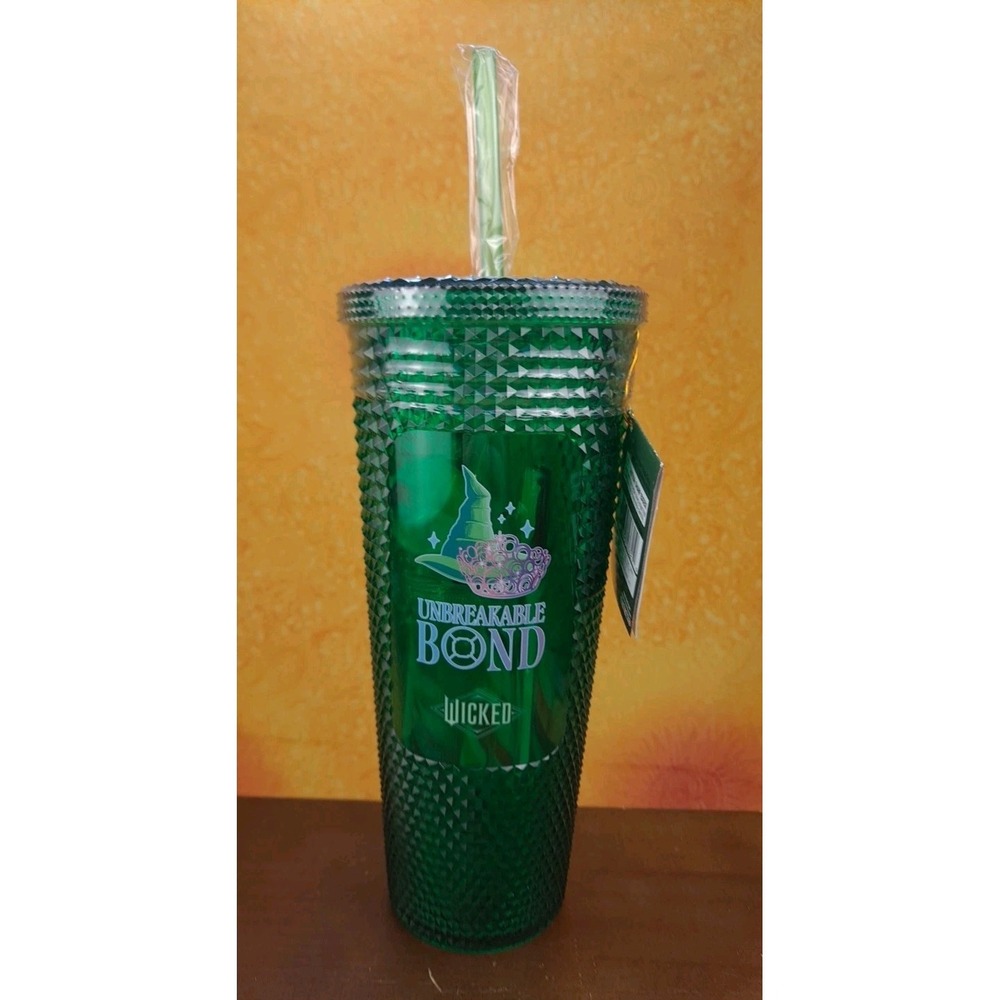 New WICKED Elphaba Diamond Tumbler Cup Walgreen Exclusive Green Unbreakable Bond